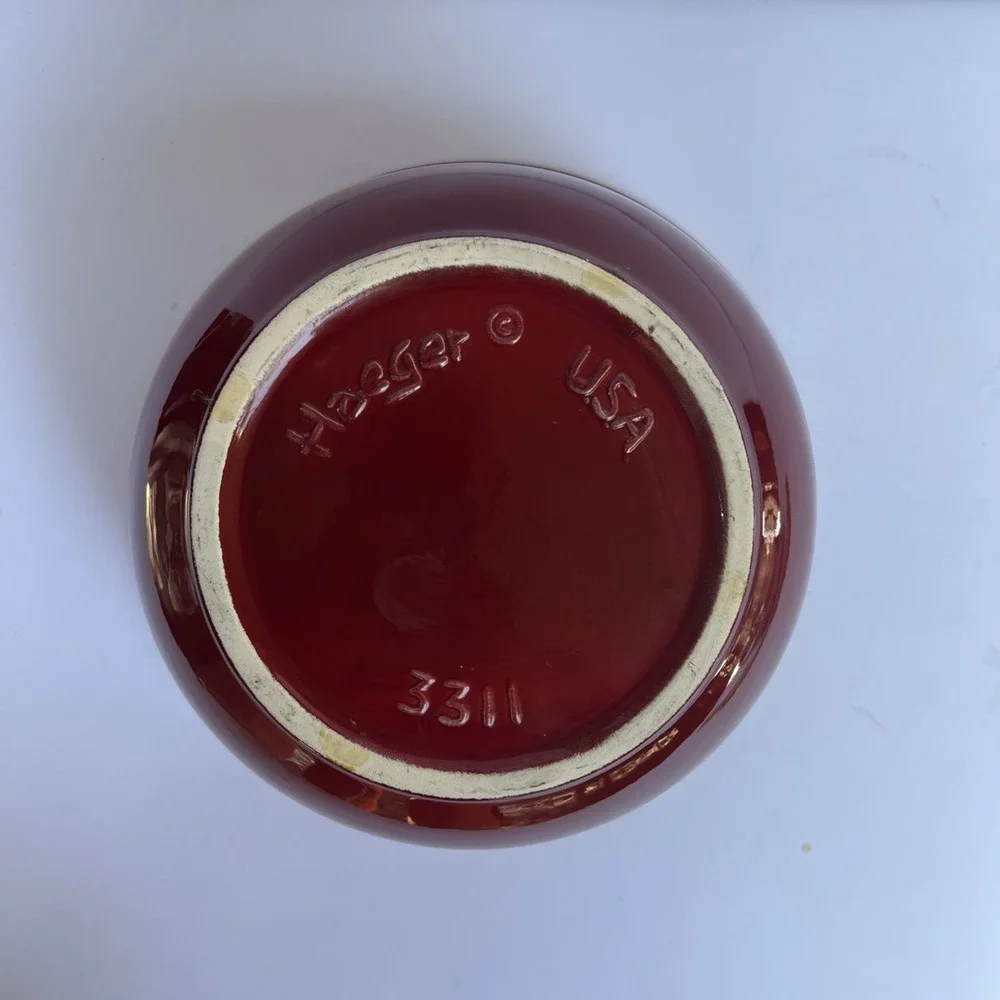 Vintage Haeger Pottery USA 3311 Red Mixing Bowl 10